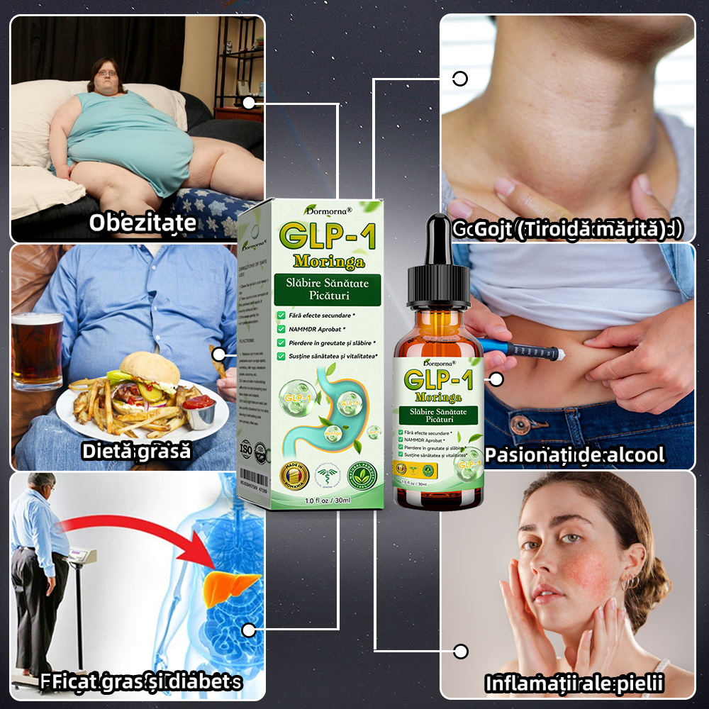 𝐃𝐨𝐫𝐦𝐨𝐫𝐧𝐚® GLP-1 Moringa Slăbire Sănătate Picături( 👨‍⚕️Arzător de grăsimi de calitate alimentară - Dezvoltat de Societatea Obezității)